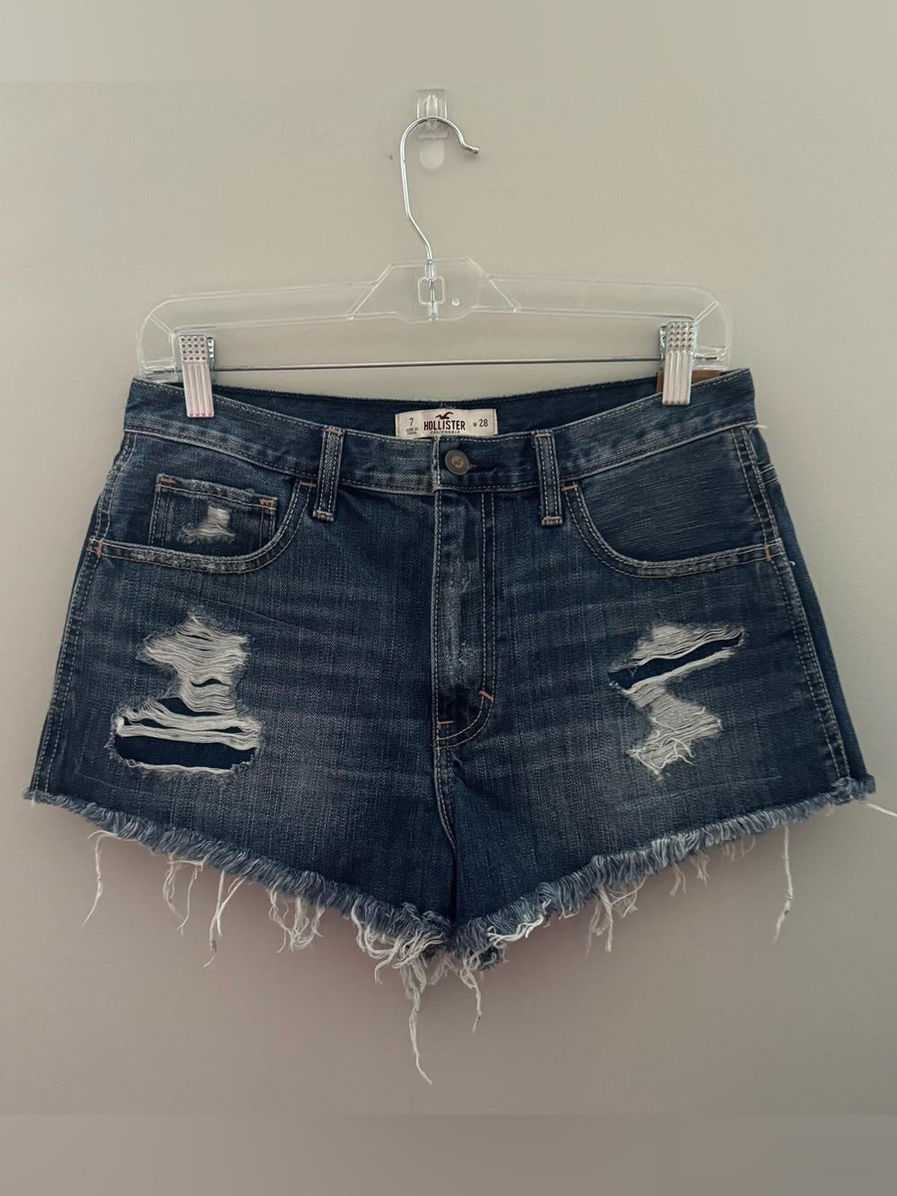 Hollister High arise Festival Short Distressed Denim Cutoff Shorts NEW